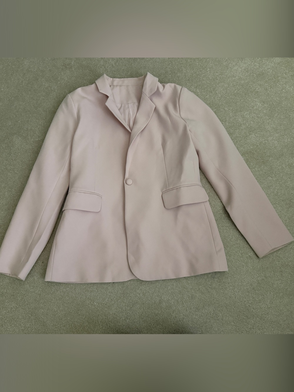 Womens Single-Button Blazer Jacket in Pale Pink